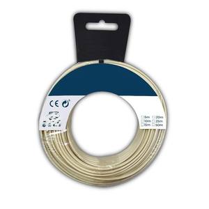 Carrete de cable paralelo para teléfono blanco, 2 vasos, 25 m, ideal para conexiones telefónicas y extensiones en el hogar. - Product Image 1