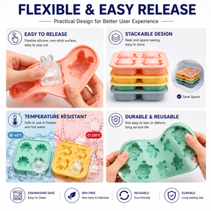 Vente en gros de moules à glaçons en silicone personnalisés en forme d'animaux 3D, OEM ODM, moule à glaçons pour boissons, moule à glaçons fantaisie - Product Image 4