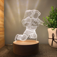 Jiuyi personnalisable LED acrylique lumière signe USB 3D base en bois massif veilleuse pour table de chevet chambre décoration