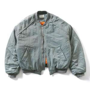 Blouson Bomber Homme Coupe Boxy Personnalisé en Nylon Texturé Froissé Style Vintage Streetwear Grande Taille avec Doublure Orange – Vente en Gros - Product Image 1
