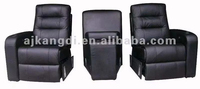 Sillas de cine reclinables de cuero negro modernas para teatro, muebles de sofá de teatro con luz LED y almacenamiento