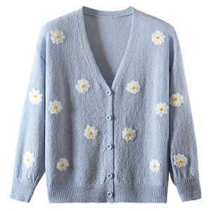 Oem Women Lovely Casual Sweater <strong>Cardigan</strong> Embroidery Custom Color Size Women Wear Shrink Proof <strong>Full</strong> <strong>Length</strong> <strong>Cardigan</strong> - Product Image 1