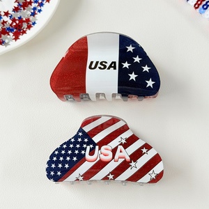 Cadeaux patriotiques pour la fête de l'Indépendance, accessoires pour cheveux personnalisés, pinces à cheveux rectangulaires antidérapantes imprimées du drapeau américain du 4 juillet - Product Image 1
