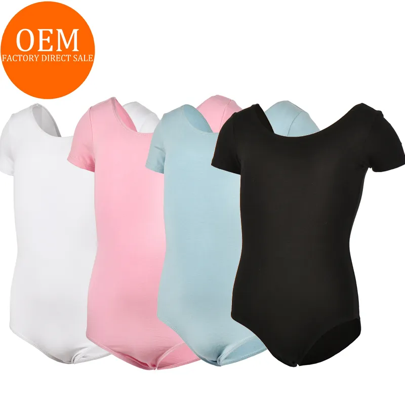 Cl00167 Hoge Kwaliteit Oem Op Maat Voor Vrouwen Logo Kinderen Training Danskleding Maillots Meisjes Met Korte Mouwen Balletmaillots Te Koop