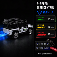 Mini SUV RC tout-terrain 1:64, porte-clés, télécommande 2,4 GHz anti-interférence, 3 vitesses, 20 km/h, LED, contrôle de croisière par application, jouet portable pour enfants