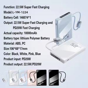 Banca di potere di alta qualità 22.5W ricarica rapida sottile <span class=keywords><strong>2</strong></span> in 1 doppia linea banche di potere portatili per il telefono 10000mAh 20000mAh Power Bank - Product Image 6