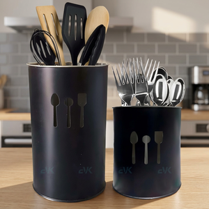 Support de rangement cylindrique en métal noir pour vaisselle, type sur pied, durable, finition peinture cuite, à un seul niveau, pour cuisine - Product Image 5