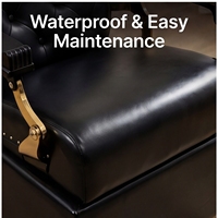 Fauteuil de lavage de cheveux en cuir noir capitonné de luxe avec cadre doré, fauteuil de lavage de cheveux pour salon de coiffure