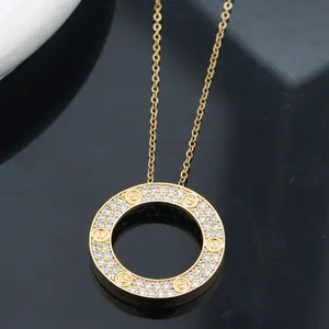 Цирконий Кольцо позолоченный кулон титановая сталь ожерелье