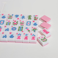 Meilleures ventes : Ensemble de mahjong américain personnalisé en mélamine blanc et rose, 166 cartes, luxe élégant, table de jeu, divertissement pour adultes