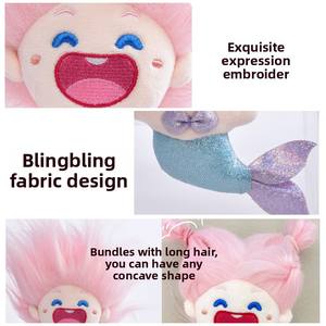 Peluche de Sirena Pequeña Versión Q de Kepelon, Muñeco de Peluche Supersuave de Seis Colores Relleno de Algodón PP para Celebraciones de Cumpleaños, Malla Increíble - Product Image 3