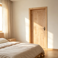 High Stability Solid Cedar Flat Solid Wood Door Moisture Resistant Timber Door for Indoor Space