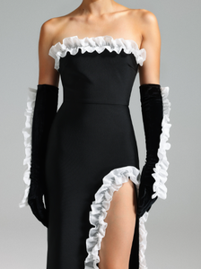 Ocstrade nouveauté robes de soirée 2024 élégant étage-longueur sans bretelles haute fente volants petite trompette <span class=keywords><strong>robe</strong></span> de soirée de pansement - Product Image 2