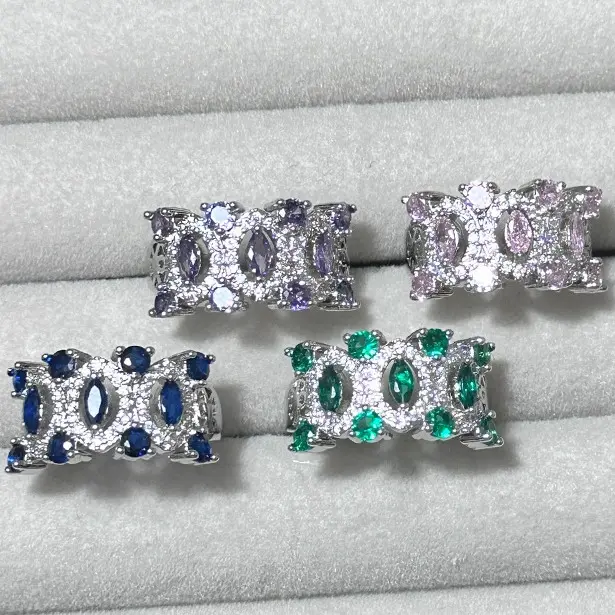 Mode 2023 luxe 18k plaqué or laiton coloré zircon bijoux fins bagues élégantes dames doigt bague en or conception