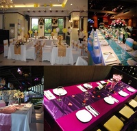 Chemin de table en satin bleu marine de 12 x 108 pouces de long pour mariage