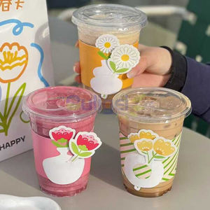 Bicchieri di Plastica Usa e Getta Personalizzati <span class=keywords><strong>per</strong></span> Bevande Fredde, Tè al <span class=keywords><strong>Latte</strong></span>, Succhi, Gelati, Confezioni da Asporto con Coperchio Rinforzato - Product Image 6