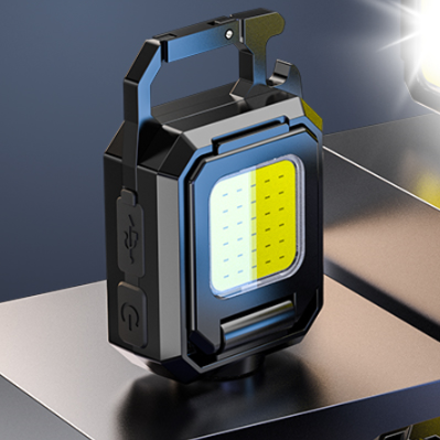 Wholesales Small Size Portable Dual Light Source COB Led DC Rechargeable Workshop Key Chain Work Light