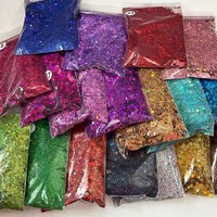Vente en gros en vrac 1 kg/sac Poudre de paillettes fines biodégradable en fibres végétales de couleurs hexagonales irisées pour la décoration de Noël