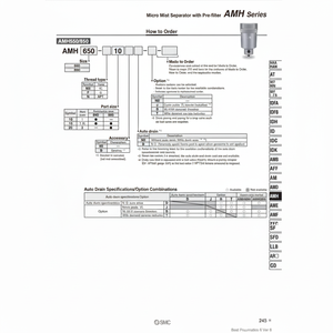 Micro séparateur de brouillard SMC Pneumatics AMH350C-03-T filtre à air - Product Image 1