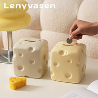 Tirelire en céramique en forme de fromage, boîte à monnaie, tirelire décorative pour la maison, ornement pour enfants, sans possibilité de retirer de monnaie, vente en gros