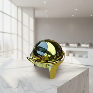 Elegante Scaldavivande Rotondo in Acciaio Inox Dorato <span class=keywords><strong>da</strong></span> 6L con Coperchio <span class=keywords><strong>a</strong></span> Rullo Visibile per Catering e Matrimoni - Product Image 5