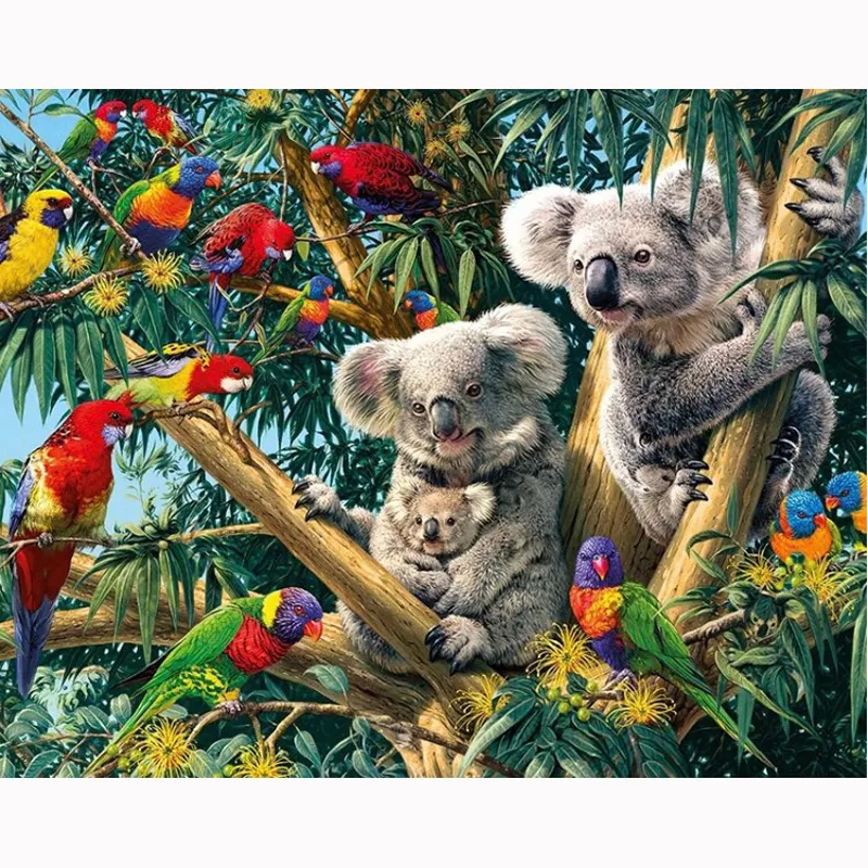 Diamond-Painting Full 5D Drill Koala On The Fence Handmade Kits Art Embroidery 