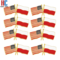 Drapeau d'amitié moderne USA-Pologne en métal émaillé argenté, fabriqué sur mesure par une usine avec 20 ans d'expérience, idéal pour les cadeaux artisanaux