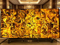 Dalle de pierre artificielle en onyx jaune, design moderne, imitation albâtre, pour usage hôtelier, rétroéclairée, ignifuge et imperméable