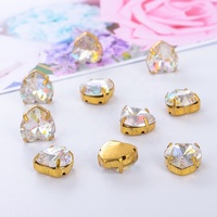 Strass fantaisie de haute qualité 6 mm, 8 mm, 10 mm, en forme de cœur, à coudre sur les vêtements, sacs, chaussures et accessoires DIY