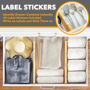 Nhà Bếp Có Thể Điều Chỉnh Ngăn Kéo Mở Rộng Tổ Chức 2 Ngăn 17-22 Trong Tre Sâu Ngăn Kéo Ngăn Với Nhãn - Product Image 5