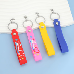 Personalized Creative Cartoon Fashion Letter Series Dirt-resistant Durable PVC Rubber Material Keychain Wristband