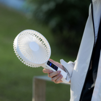 Tragbarer Kleiner Desktop-Ventilator mit Faltbarem Design, Handventilator für den Sommer, 4000mAh Aufladbar, Wandmontage, 4-Gang-Ventilator mit LED-Anzeige