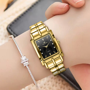 Ensemble de montres carrées en quartz pour couple, acier inoxydable, étanche, mode, montres-bracelets assorties pour homme et femme - Product Image 4