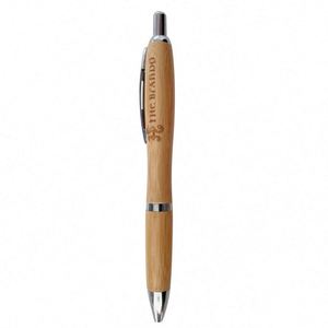 Custom Logo Eco Friendly Retractable Ballpoint Promotional Bamboo Ball Pen - Product Image 1