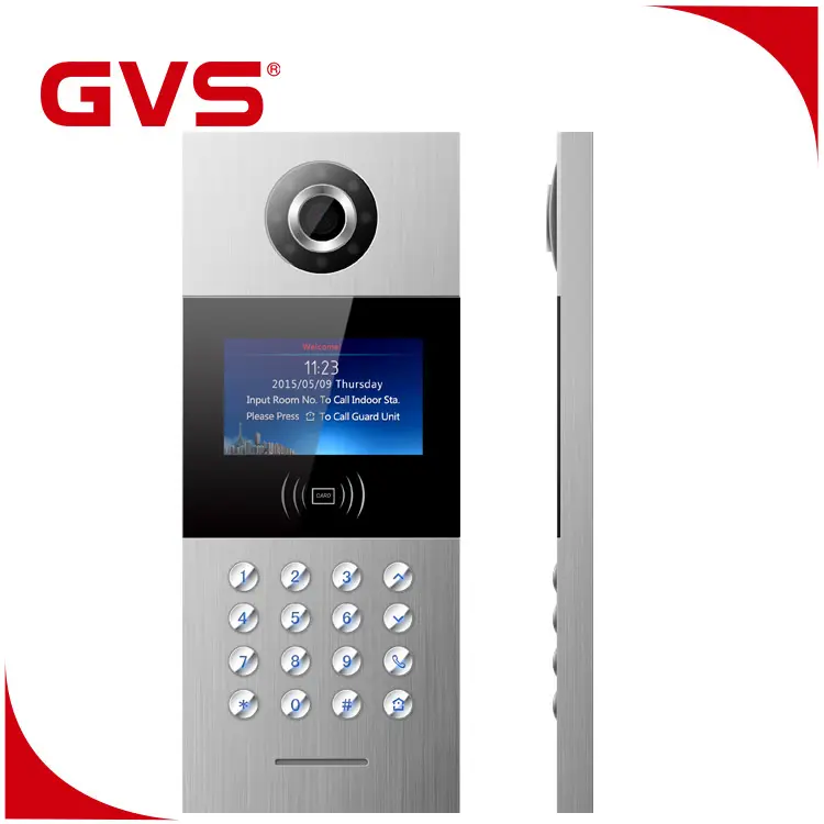 GVSIPデジタル有線ビデオドア電話サポート顔認識QRコードマルチアパートの建物のロック解除ビデオインターホン