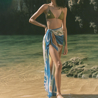 Fabricante OEM de Sarongs de Malla Transparente de Alta Calidad para Mujer, Traje de Baño, Pareo de Playa Personalizado, Estilo Hawaiano