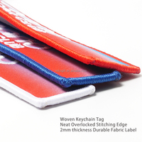 Porte-clés tissé personnalisé avec logo, double face, en tissu, avec surpiqûres, pour promotion de marque ou cadeau publicitaire