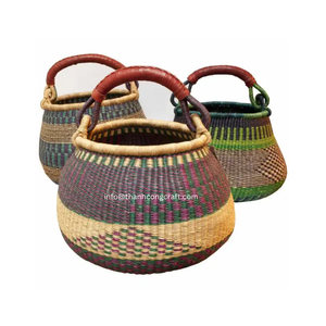 Handmade Natural Bolga <b>Basket</b> Seagrass <b>Basket</b> for Home <b>Storage</b> Vintage Bolga <b>Basket</b> Wholesale at Best Price - Product Image 5