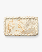SAIDKOCC Plateaux de rangement spacieux en pierre de marbre beige naturel, avec bordure torsadée, personnalisables, pour la décoration intérieure