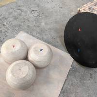 Table basse ronde en travertin beige de travertin de sphère de boules rondes en pierre naturelle pour la décoration centrale de salon