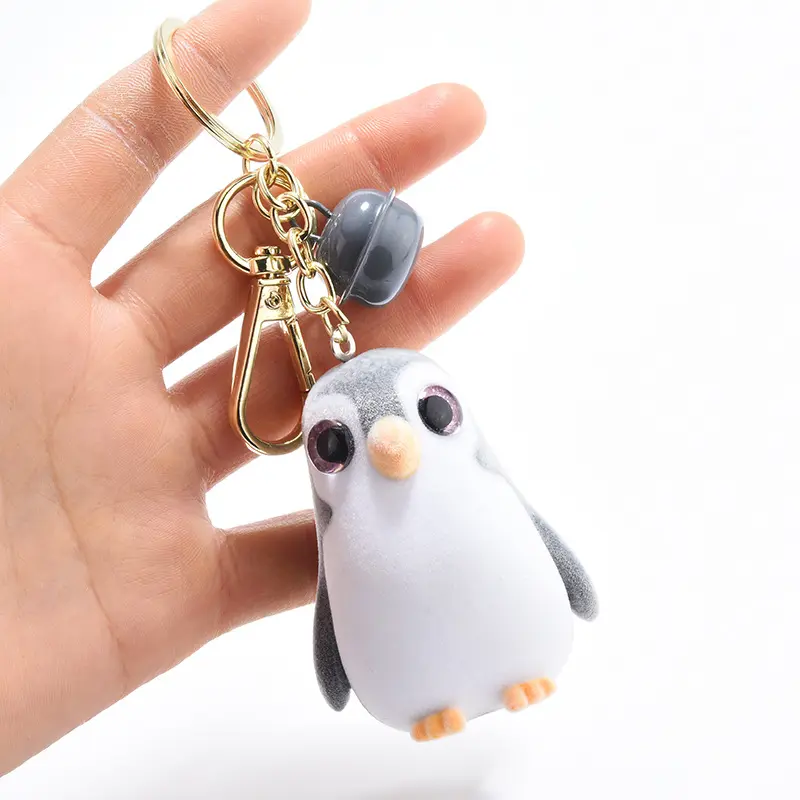 הנמכר ביותר Cartoon יפה 3D פינגווין מפתח שרשרת עם קטן פעמון <span class=keywords><strong>רכב</strong></span> טבעת אביזרי תיק קישוט אנטי איבד מפתח טבעת מתנות