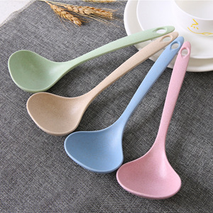 Wheat Straw <b>Soup</b> Ladle Long Handle Eco Friendly Kitchen Utensil For Porridge Hot <b>Pot</b> Large Congee Spoon Solid Color Nordic Style - Product Image 1