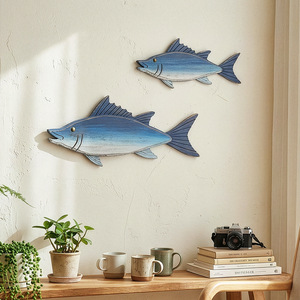 Mediterranean Style 3D Fish <b>Wall</b> Decoration Blue Irregular Shape Home <b>Decor</b> Hanging Item - Product Image 1