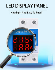 Vôn Kế Kỹ Thuật Số Led Đường Ray DIN Ampe Kế AC50-500V 220V 380V <span class=keywords><strong>1</strong></span>-63A <span class=keywords><strong>1</strong></span>-100A Đồng Hồ Đo Dòng Điện Áp Bảng Điều Khiển Vôn Kế Máy Dò Ampe - Product Image 6