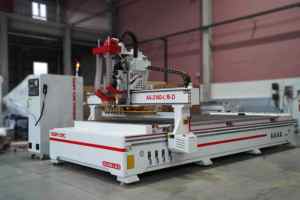 Machine CNC à bois HQD 9KW ATC 2100x4000mm avec 5+4 têtes de perçage, table à rainures en T sous vide, magazine à 16 outils et commande Syntec <span class=keywords><strong>pour</strong></span> la fabrication de meubles - Product Image 2
