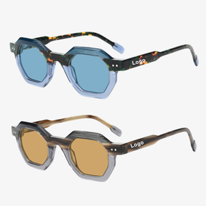 2092 di design di lusso acetato di occhiali da sole polarizzati da donna uomo Logo personalizzato spesso Retro Splicing più giallo grigio - Product Image 1