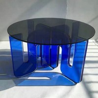 Table d'appoint ronde en acrylique ODM Nordic, dégradé orange, facile à assembler, pour salon, hôtel, décoration, mobilier