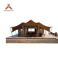 Tente de glamping de luxe Kawagebo Kamp (KK) pour événements, en toile imperméable PVC/PVDF, double grande tente safari quatre saisons
