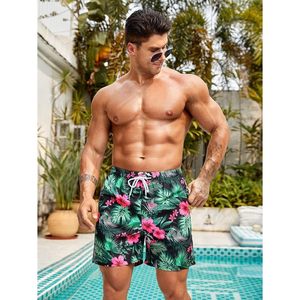 FOXA Bañador para hombre con estampado tropical hawaiano, de secado rápido, con cordón, cintura elástica, pantalones cortos de playa con bolsillos - Product Image 4