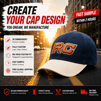 Cappellino da Baseball Streetwear Personalizzato con Logo Ricamato 3D a Rilievo, Corona Crema, Visiera Blu Navy Bicolore Curva, 100% Cotone Unisex USA